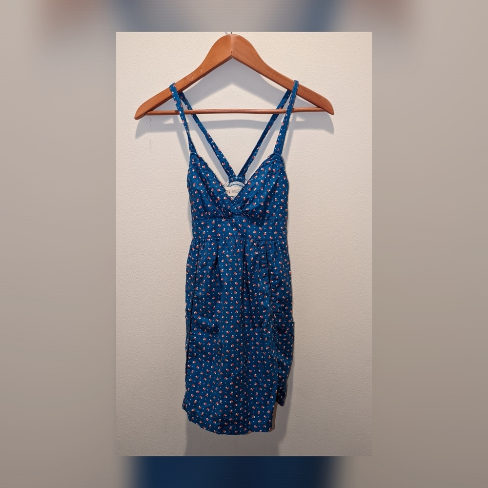 Hollister mini dress. Size Small. Blue w/red white dots
